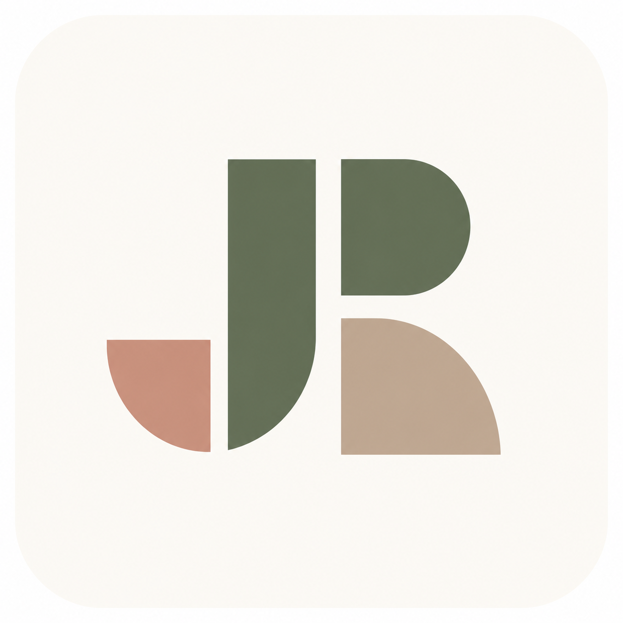 JUSTRAED JR monogram in eucalyptus green, warm beige and blush clay